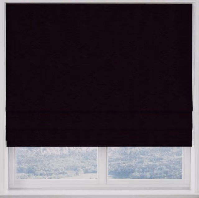 Kensington Made to Measure Blackout Roman Blind in Plain Aubergine Purple Polyester