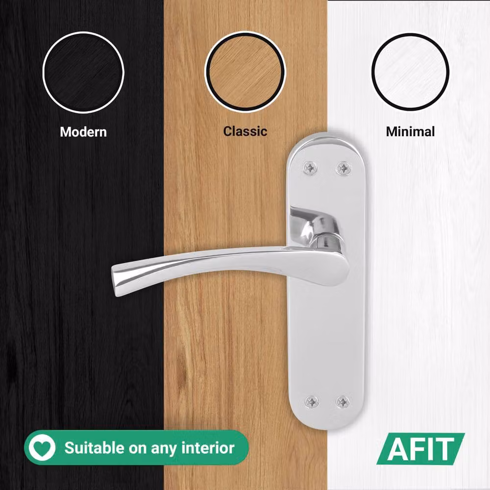 AFIT Chrome Twist Door Handle Latch Set with Novi Backplate, Metallic Silver, 6 Pairs, W/D/H: 150 x 150 x 17.5 mm – 5