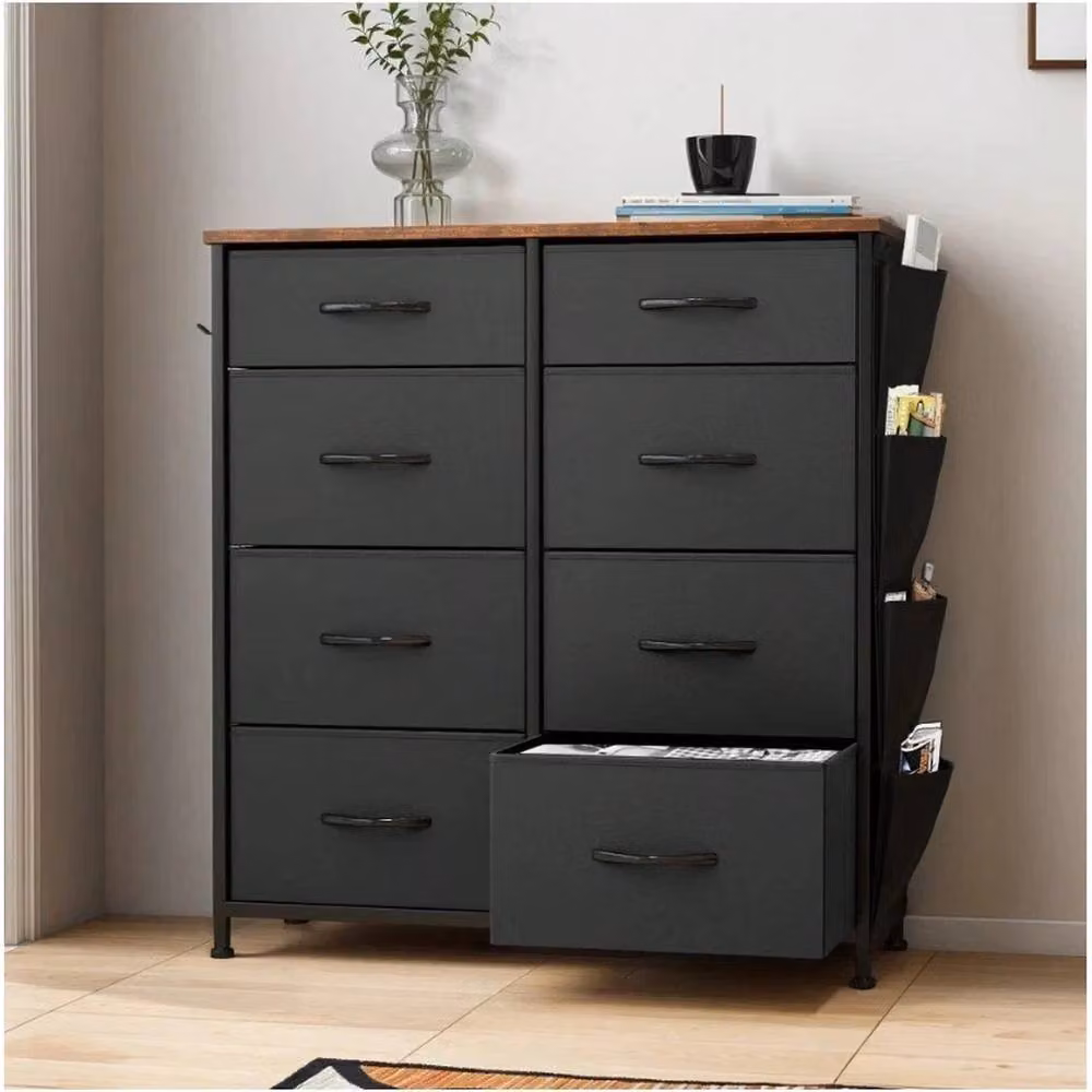 VOGREX Black Steel Frame 8 Fabric Drawer Bedroom Storage Chest – 2