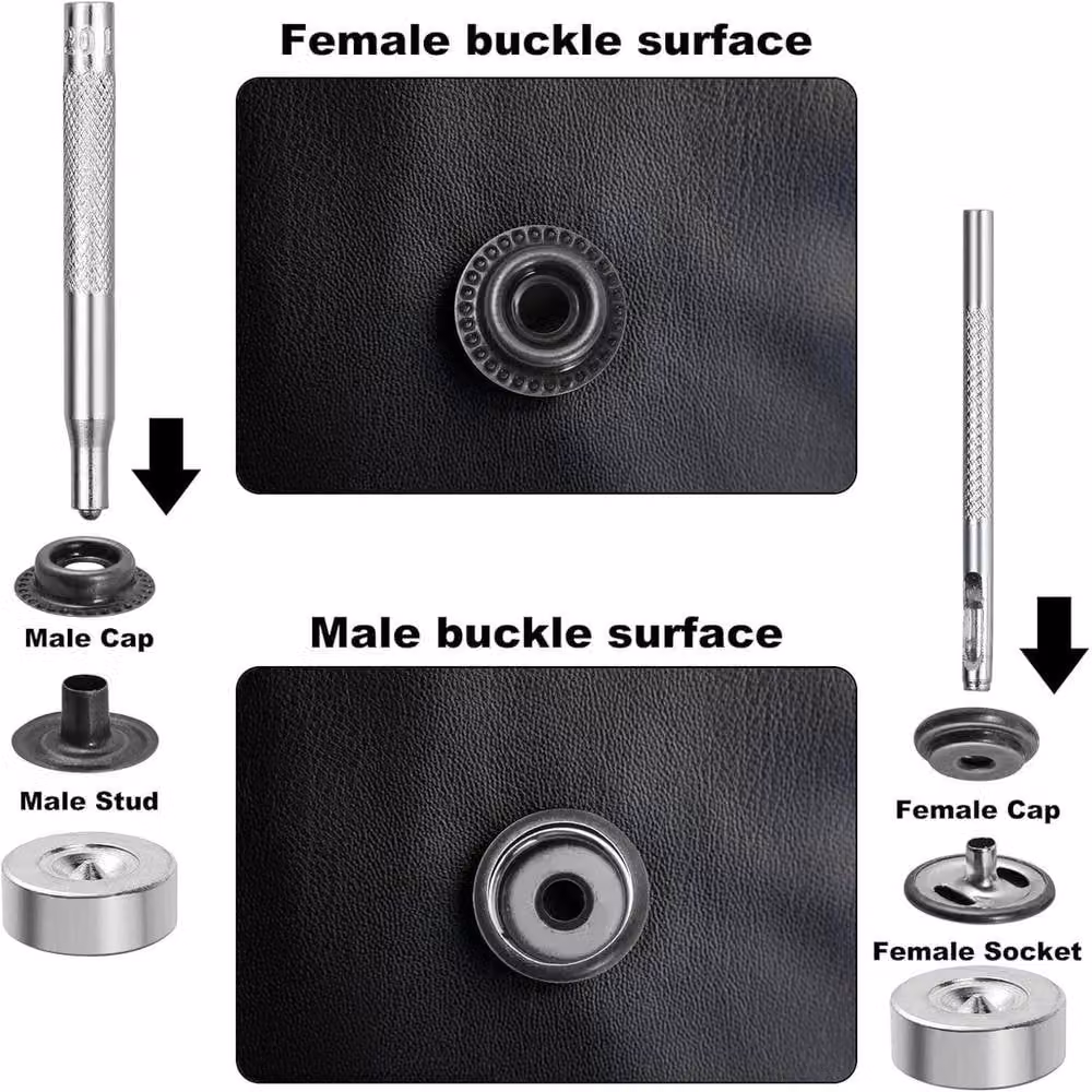 FLAVORA 260 Piece Heavy Duty Stainless Steel Snap Fasteners in Black – 4