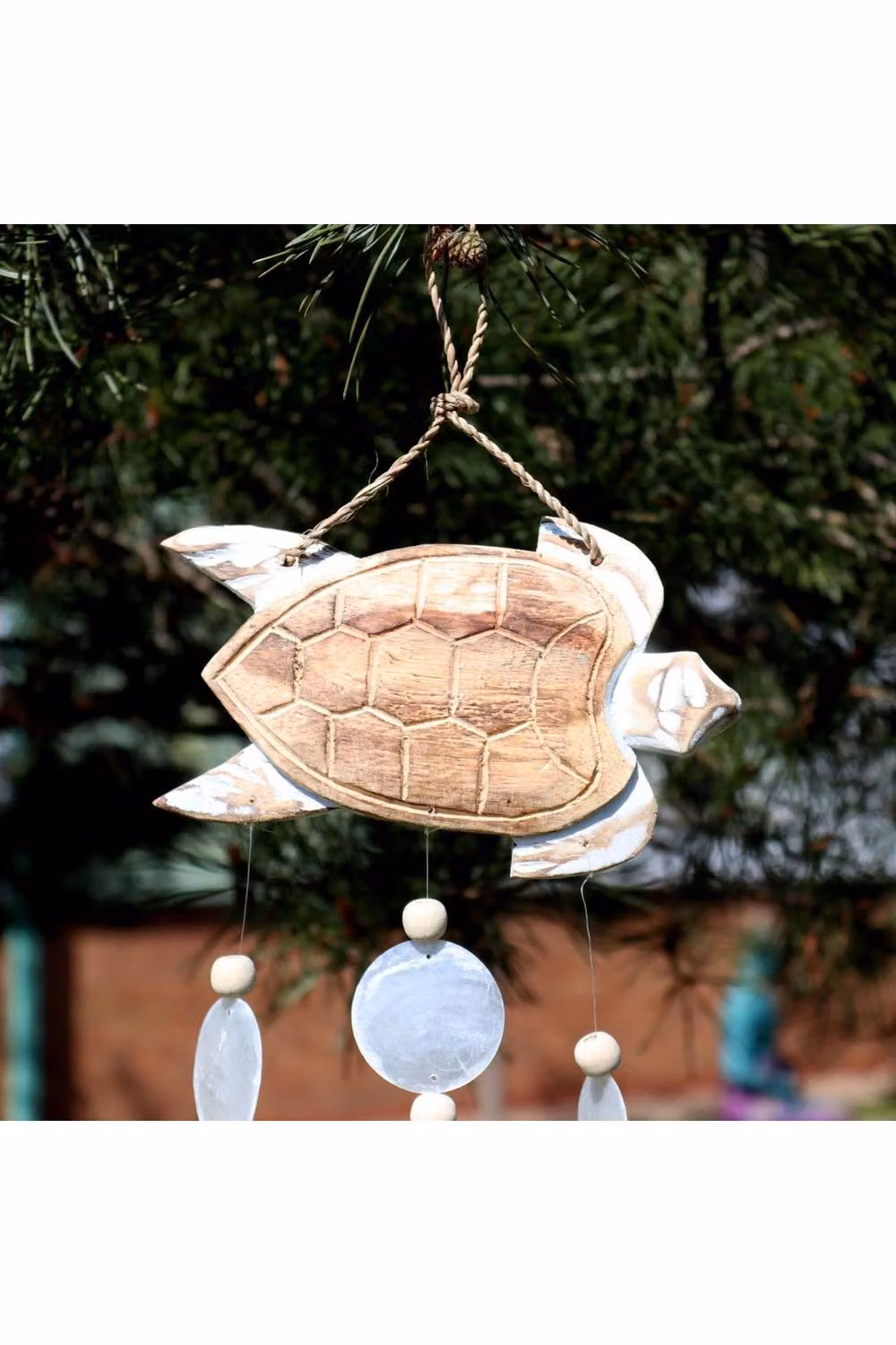 KDMD Whitewash and Natural Wood Turtle Carving Tabletop Figure – 3