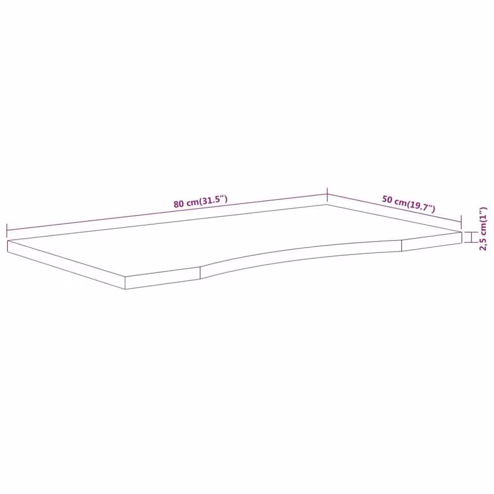 Berkfield Home Beautiful Rectangular Solid Wood Acacia Desk Top, Brown, W: 80 cm, D: 50 cm, H: 2.5 cm – 4