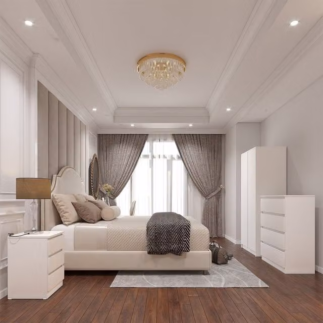 Seconique Malvern Modern 2 Door Wardrobe Bedroom Set in White