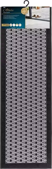 JVL Allure Machine Washable Non-Slip Entrance Runner in Black