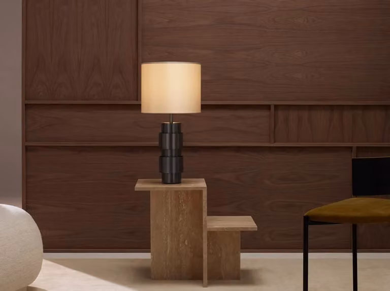 CTO Lighting Ring Tabletop Lamp in Beige and Black Metal and Fabric