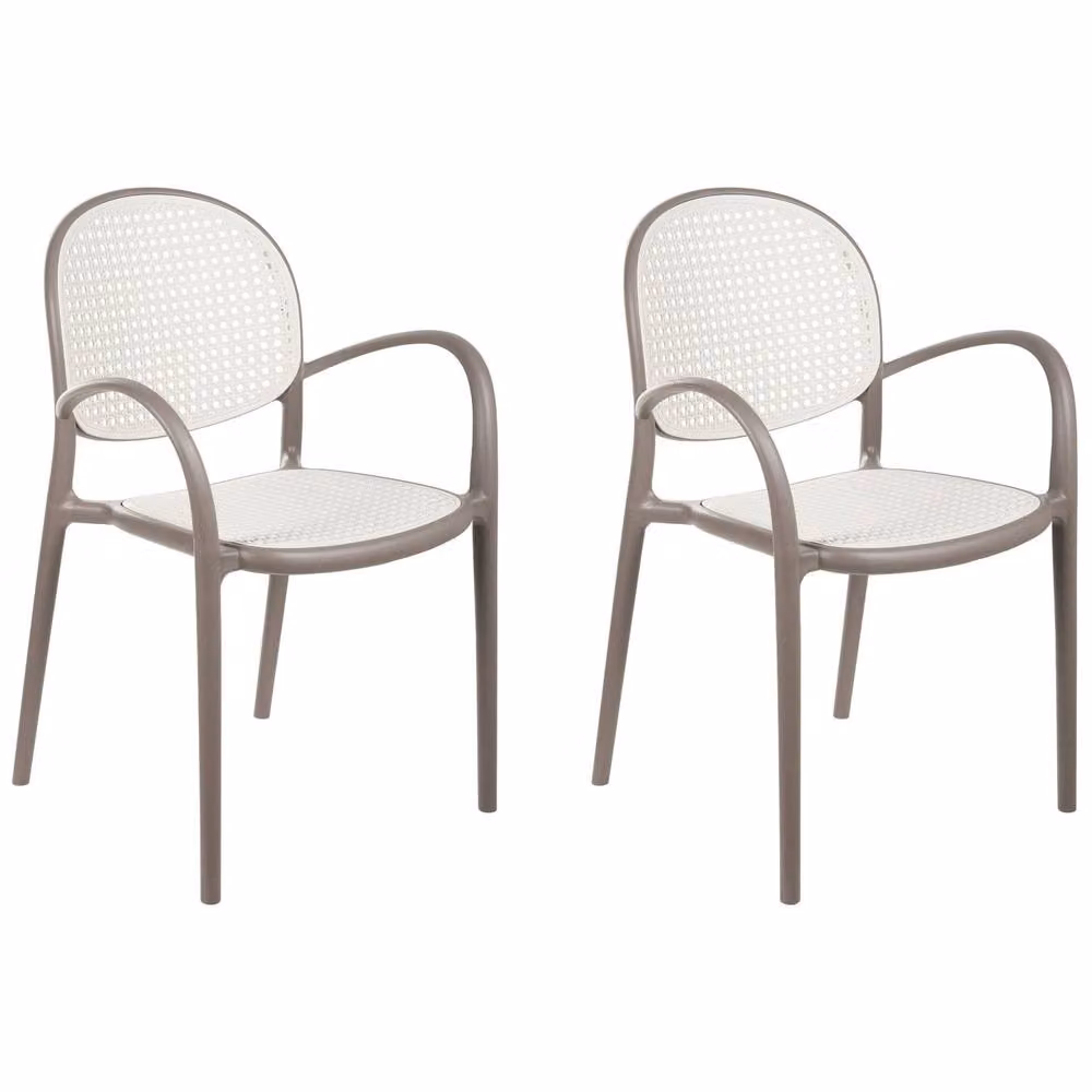 Wyld and Coco Set of 2 Retro Plastic Dining Chairs in Brown – 2
