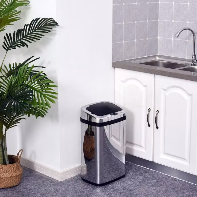 HOMCOM 30L Automatic Kitchen Bin in Silver Stainless Steel