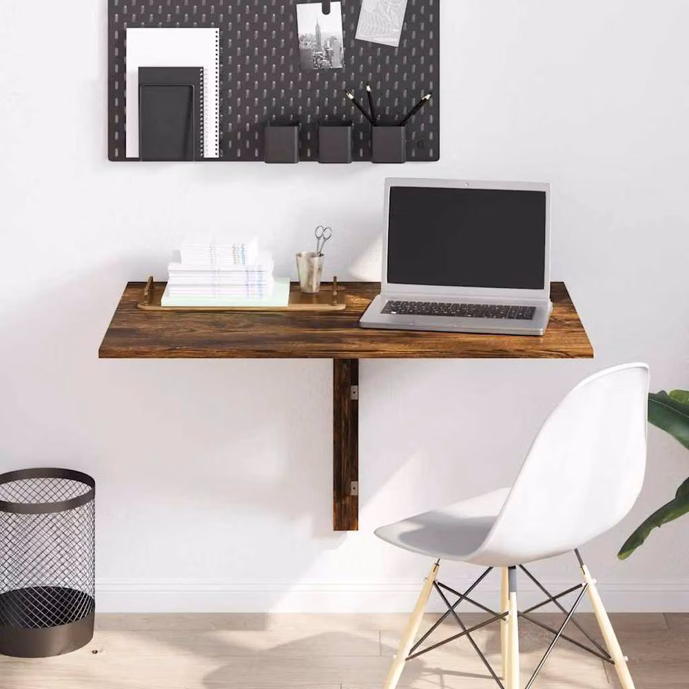 Berkfield Home Durable Folding Wall Table in Smoked Oak Brown, W/D/H: 100 x 60 x 56 cm – 2
