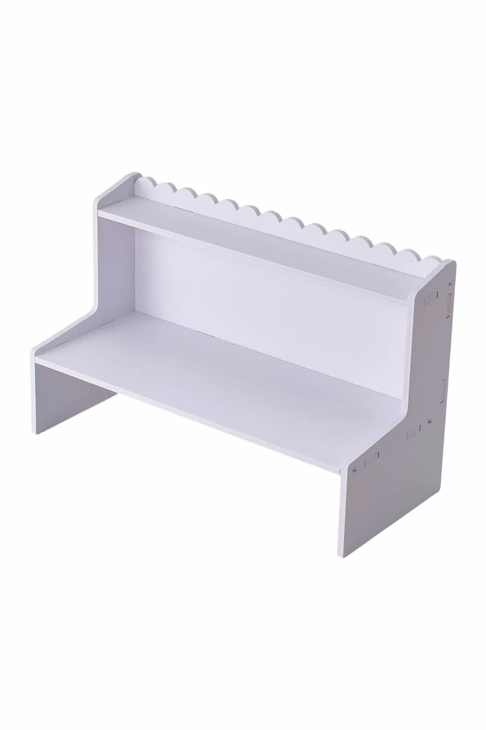 Garden Sanctuary 2-Tier White WPC Desktop Storage Shelf with Scalloped Edge – 2