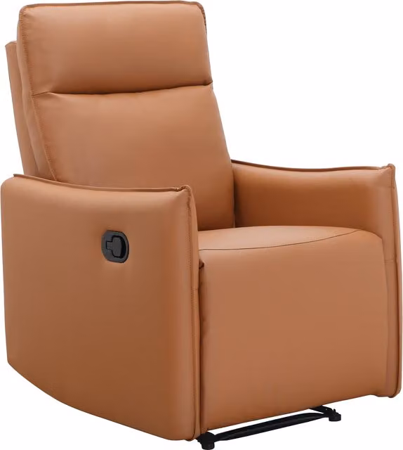 Dorel Lugo Manual Lever Relax Recliner in Cognac Brown Synthetic Leather
