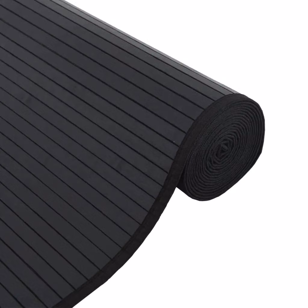 Berkfield Home Rectangular Bamboo Rug in Black, W: 100 cm, L: 300 cm – 3