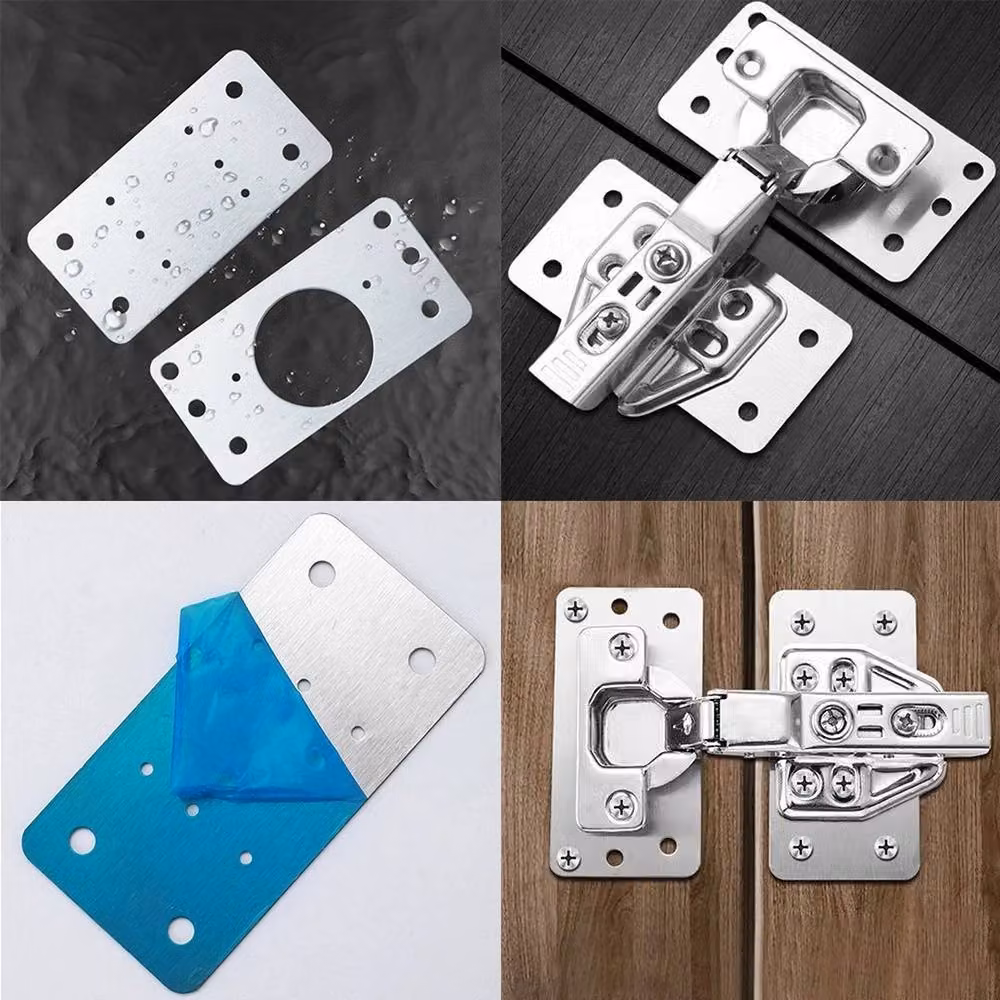 NESTLUNE 4 Hinge Repair Plate for Cabinets in Silver Stainless Steel, Width: 52 cm – 2