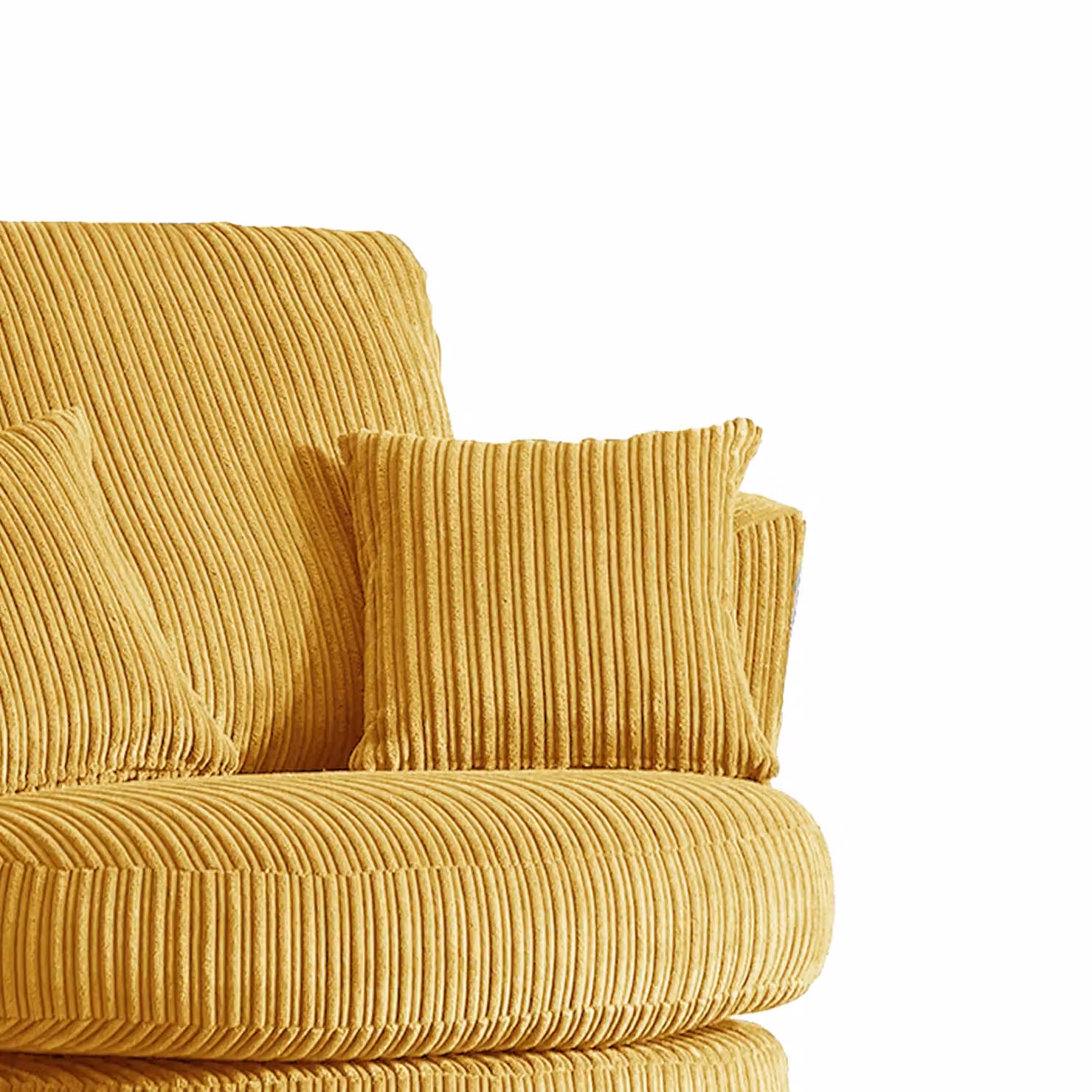 Furnishings For Less UK Luxor Jumbo Cord Fabric 360 Degree Swivel Single Seater Chair in Yellow – 3