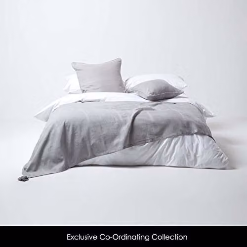 Homescapes Rajput Ribbed Cotton Throw in Silver Grey, W/D/H: 200 x 150 cm – 2