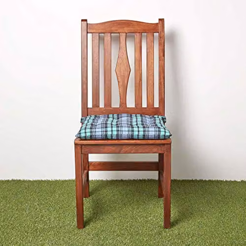 Homescapes Blue and Green Tartan Cotton Seat Pad Cushion, W/D/H: 40 x 40 x 6.5 cm – 3
