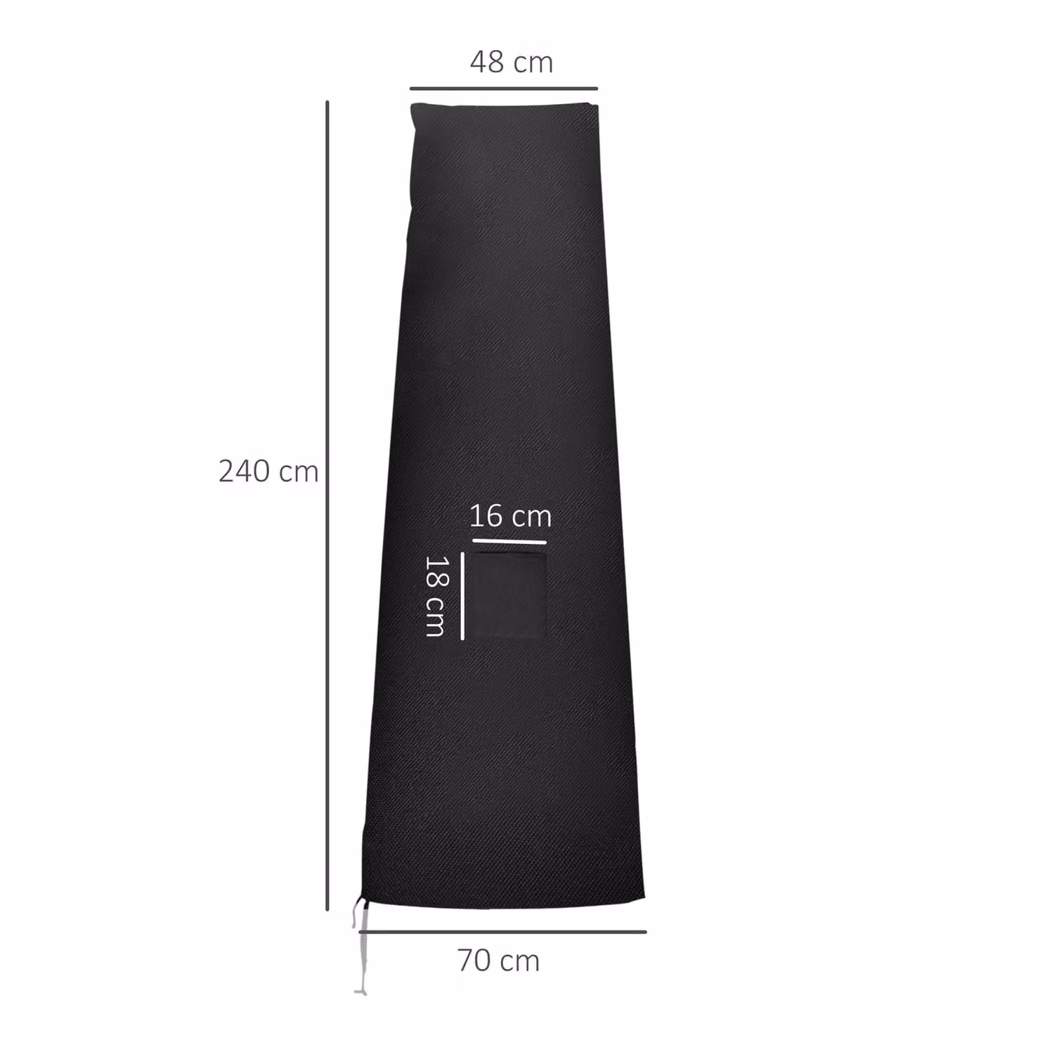 Outsunny Black Waterproof Garden Parasol Cover for Cantilever and Banana Umbrellas, 300D Oxford Fabric, W/D/H: 200 x 50 x 80 cm – 3