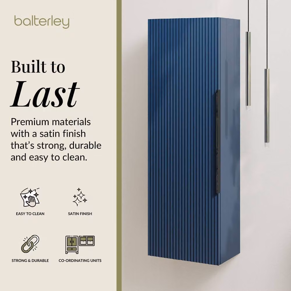 Balterley Fluted Front Wall Hung Single Door Tall Storage Unit in Blue or Black with Soft Close Hinged Doors – 2