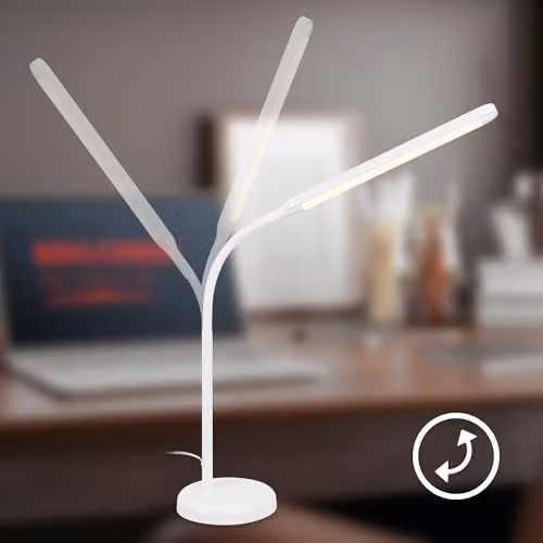 Briloner LED Table Lamp with Touch Control, Dimmable and Adjustable, Warm White, White – 6