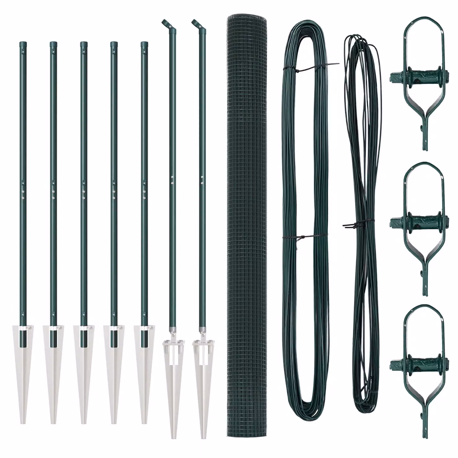 Berkfield Home Green Galvanised Steel Welded Wire Fence with 7 In-Ground Spike Posts, 1.6 x 10 m – 2
