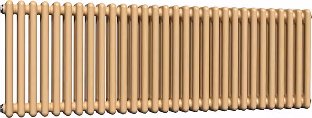 Lux Heat Horizontal 3 Column Steel Radiator in Beige and Brown, W: 137 cm, H: 50 cm