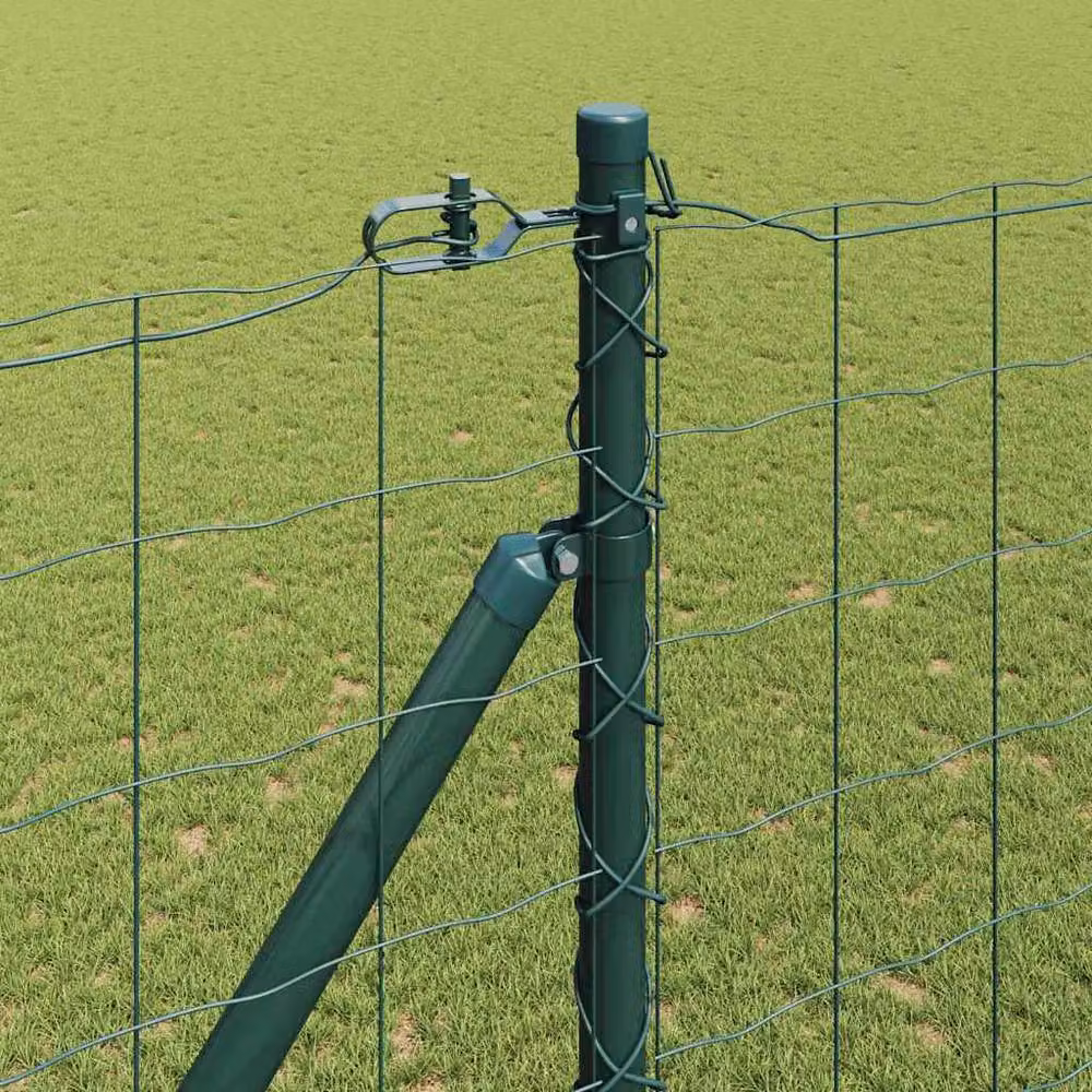 Berkfield Home Euro Fence with 7 Spike Posts, Galvanised Steel, Green, W: 10 m, H: 1.5 m – 3