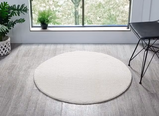 Desire Rugs Plain Modern Square Area Rug, Beige and White, W/D: 100 x 100 cm