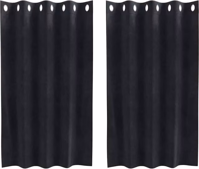 Berkfield Home Blackout Velvet Eyelet Curtains, 2 Pack, Black, W: 140 cm