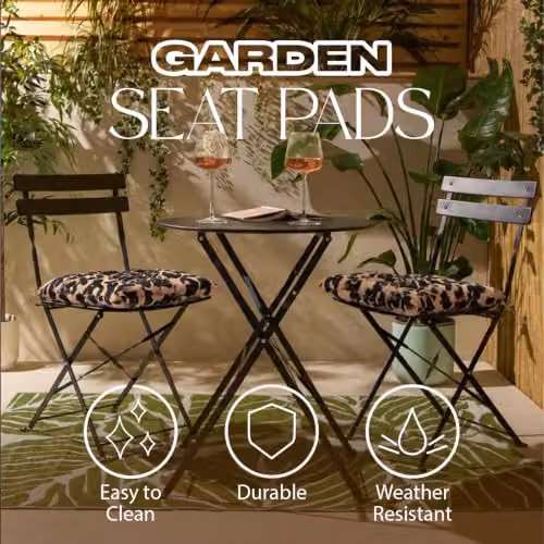 OHS 2 Pack Animal Print Outdoor Chair Seat Pads in Brown and Multicolour, W/D/H: 40 x 40 x 40 cm – 2