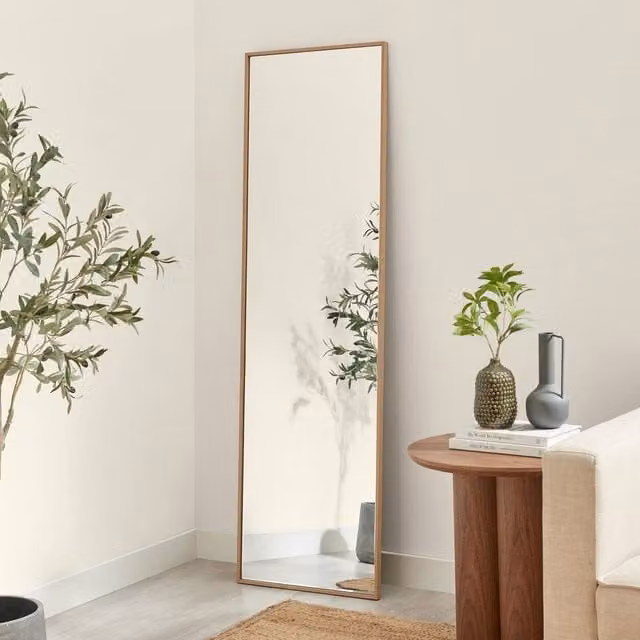 FurnitureboxUK Inga Oak Wood Rectangular Wall Mirror in Brown, H 170 cm x W 50 cm – 1