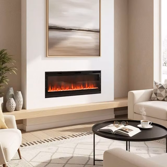 Livingandhome Wall Mounted Electric Fireplace Heater with Remote, Black, Width: 101.6 cm