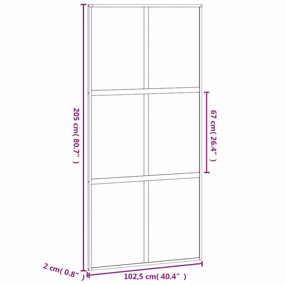 Berkfield Home Modern Black Sliding Door with Transparent Tempered Glass and Aluminium, W: 102.5 cm, H: 205 cm – 3