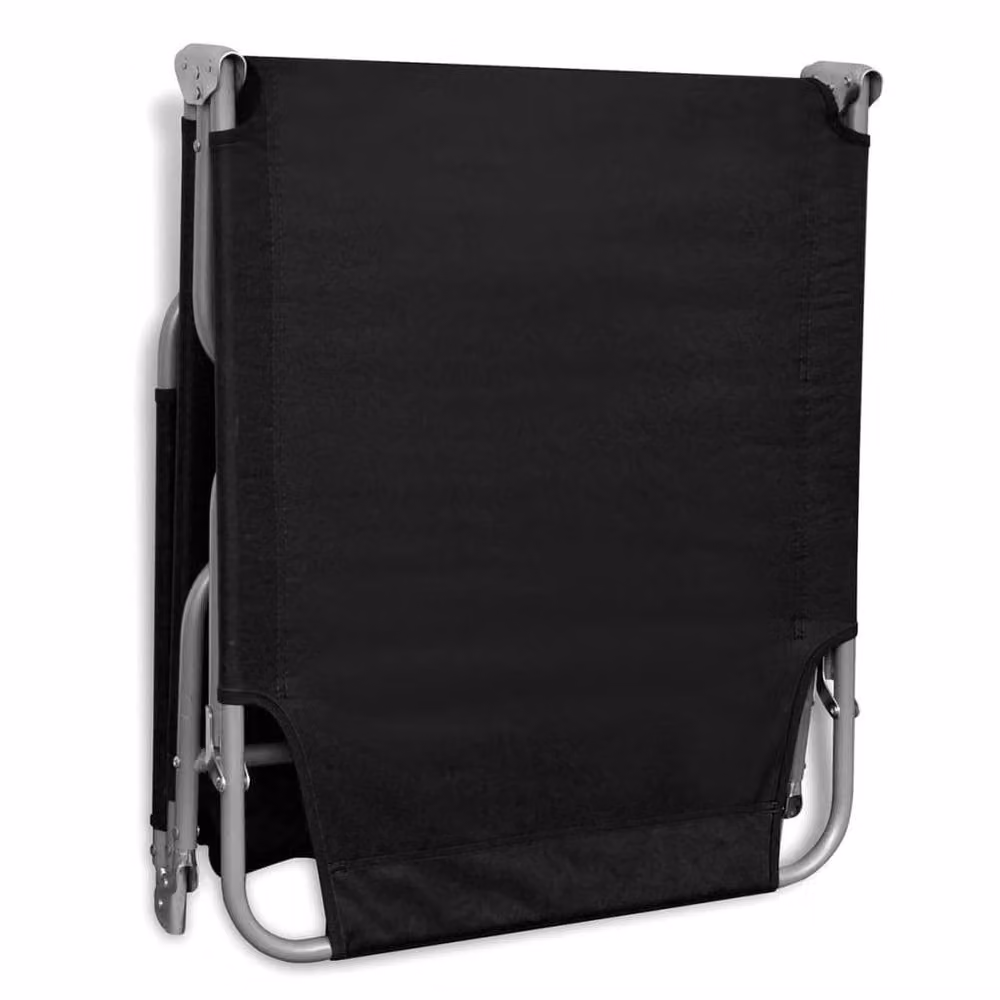 Berkfield Home Folding Sun Lounger with Adjustable Headrest in Black Powder-coated Steel – 5