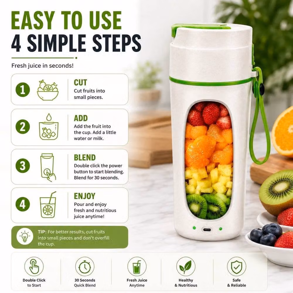 PAWNORA Mini Portable Juicer Blender in White – 2