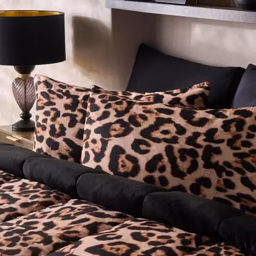OHS Leopard Print Coverless Single Duvet Set with Pillowcase, 10.5 Tog Reversible Microfibre Quilt, Multicolour, W/D/H: 135 x 200 cm – 2