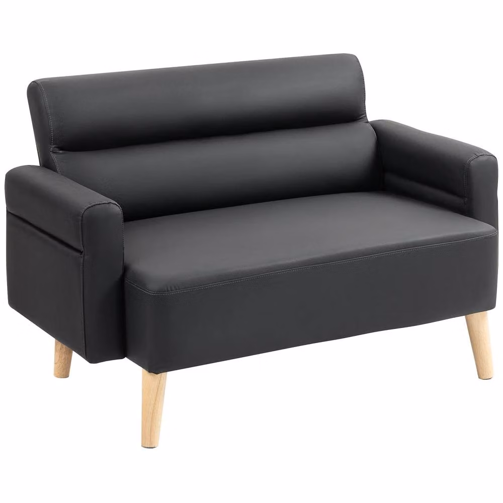 Wyld Haus Raha Black Faux Leather 2 Seater Sofa W/D/H: 117 x 78 x 78 cm – 2