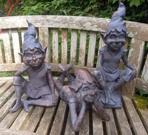 Inspirational Gifting Pixie Perching on a Stone Garden Ornament Sculpture Resin Statue in Bronze – 6