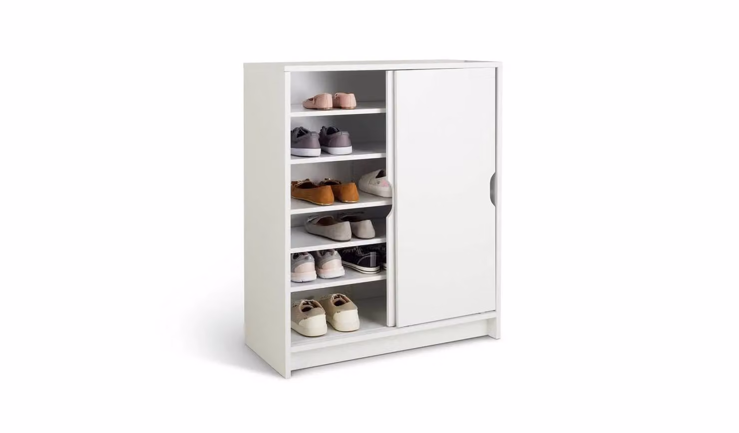 Chloe 2 Door Shoe Storage Cabinet in White Matt MDF for Hallway and Bedroom, W/D/H: 80 x 38 x 25 cm