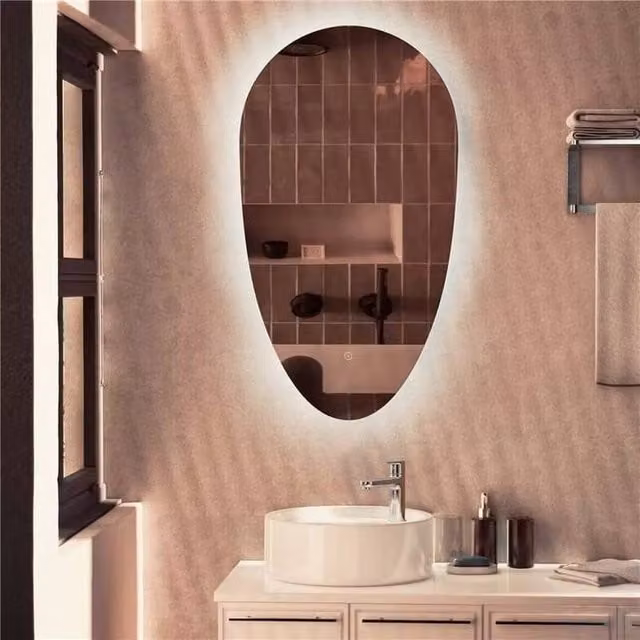 Bathroom Kingdom Jacob Illuminated LED Mirror in Silver W: 90 cm, H: 90 cm, D: 0 cm