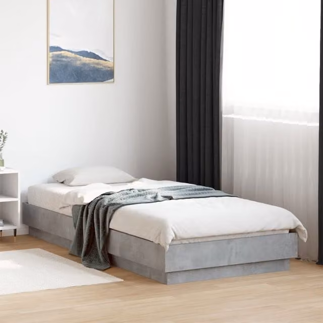 Berkfield Home Modern Bed Frame in Grey, W/D/H: 100 x 200 cm