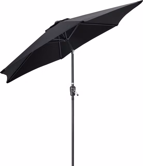 Christow Tilting Garden Parasol Umbrella in Matt Black with Aluminium Frame, Diameter: 270 cm