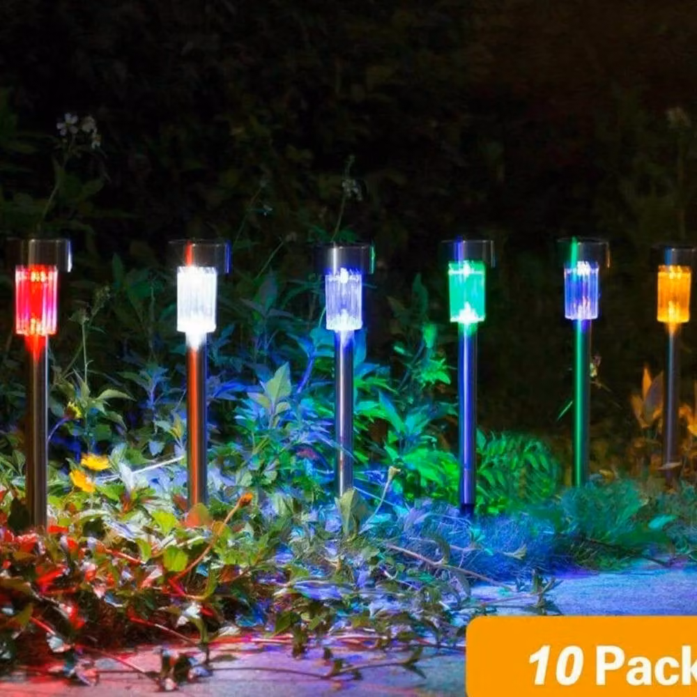 NESTLUNE 10-Pack Multicolour Solar Stake Lights for Garden, Patio and Path Decor – 3