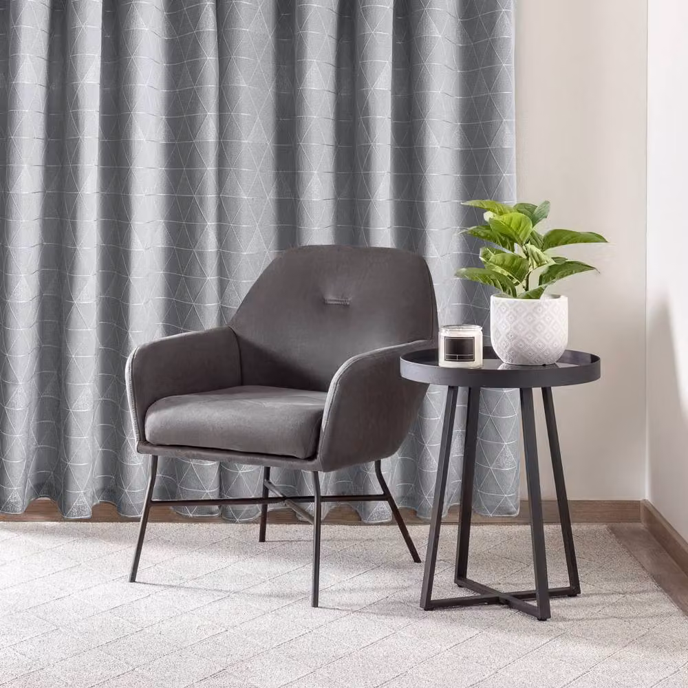 New Edge Blinds Siena Geometric Unlined Jacquard Eyelet Curtains in Silver Grey, Width: 117 cm, Drop: 183 cm – 3