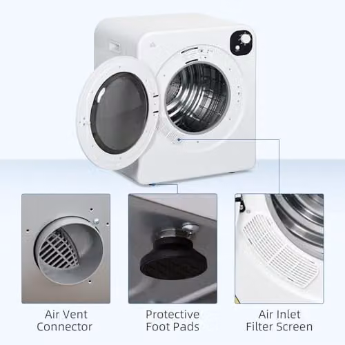 HOMCOM 6kg Vented Tumble Dryer, Freestanding, Wall Mounted or Stackable, White – 5
