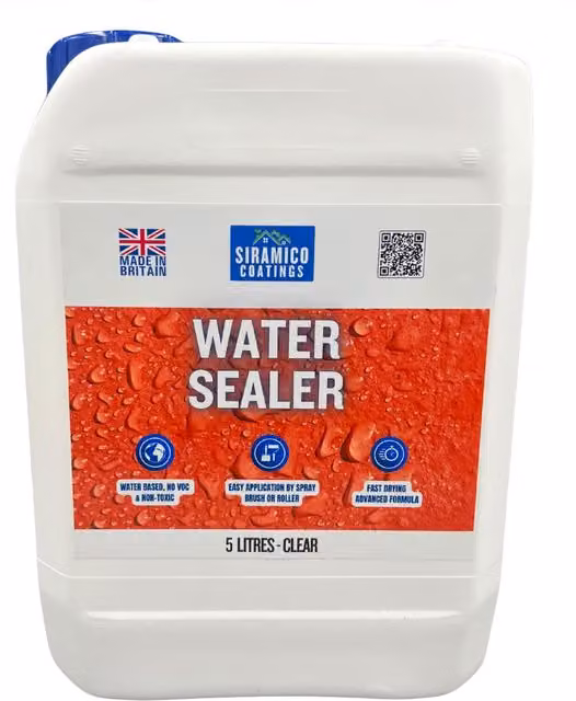 Siramico Coatings Premium Water Sealer, Transparent Water-Based Liquid Membrane, 5 l – 1