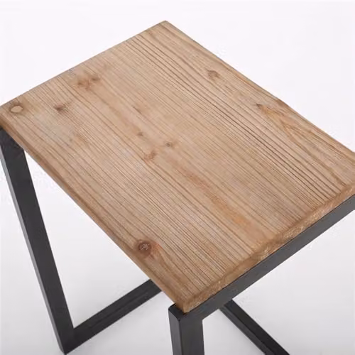 FWStyle Nest of 3 Metal Nesting Tables with Wood Effect Tops and Black Frame – 4