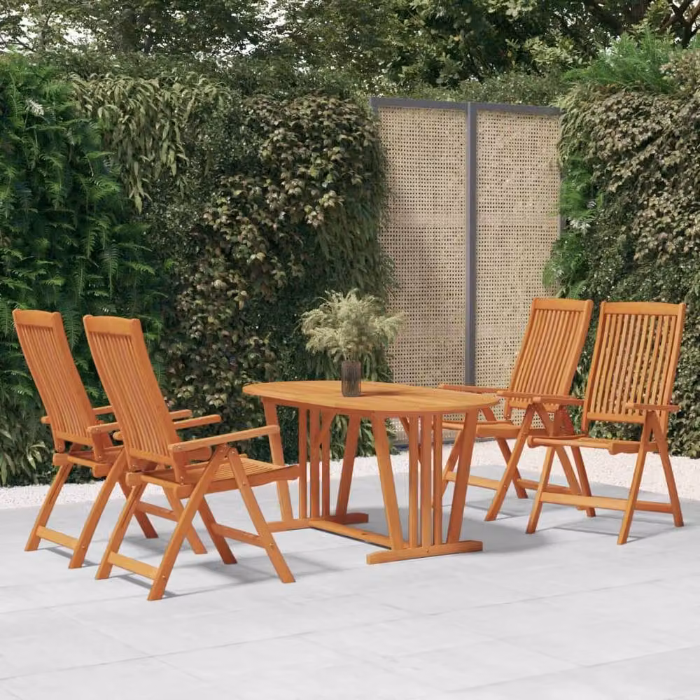 Berkfield Home Beautiful Set of 4 Folding Garden Chairs in Brown Solid Eucalyptus Wood – 2