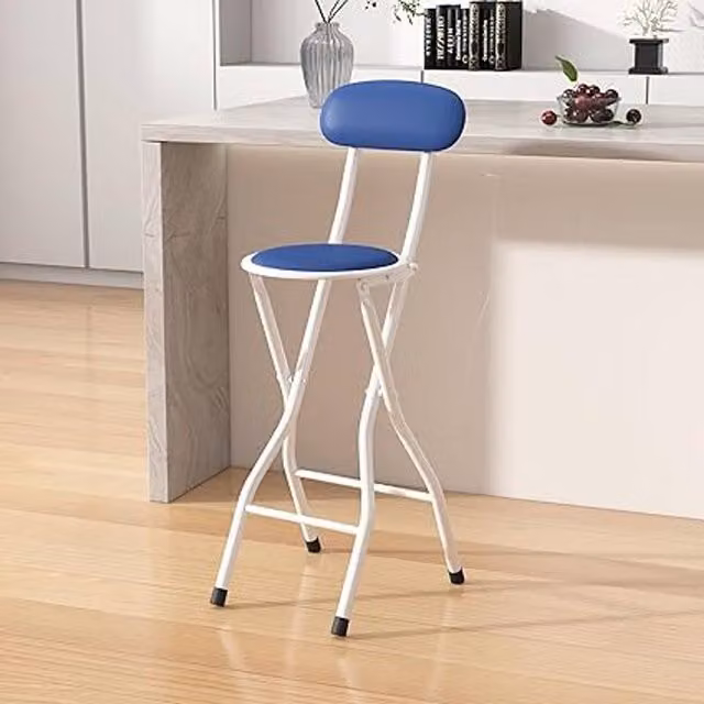 MCC Direct Padded Folding Breakfast Bar Stool High Chair in Grey and Blue – 1