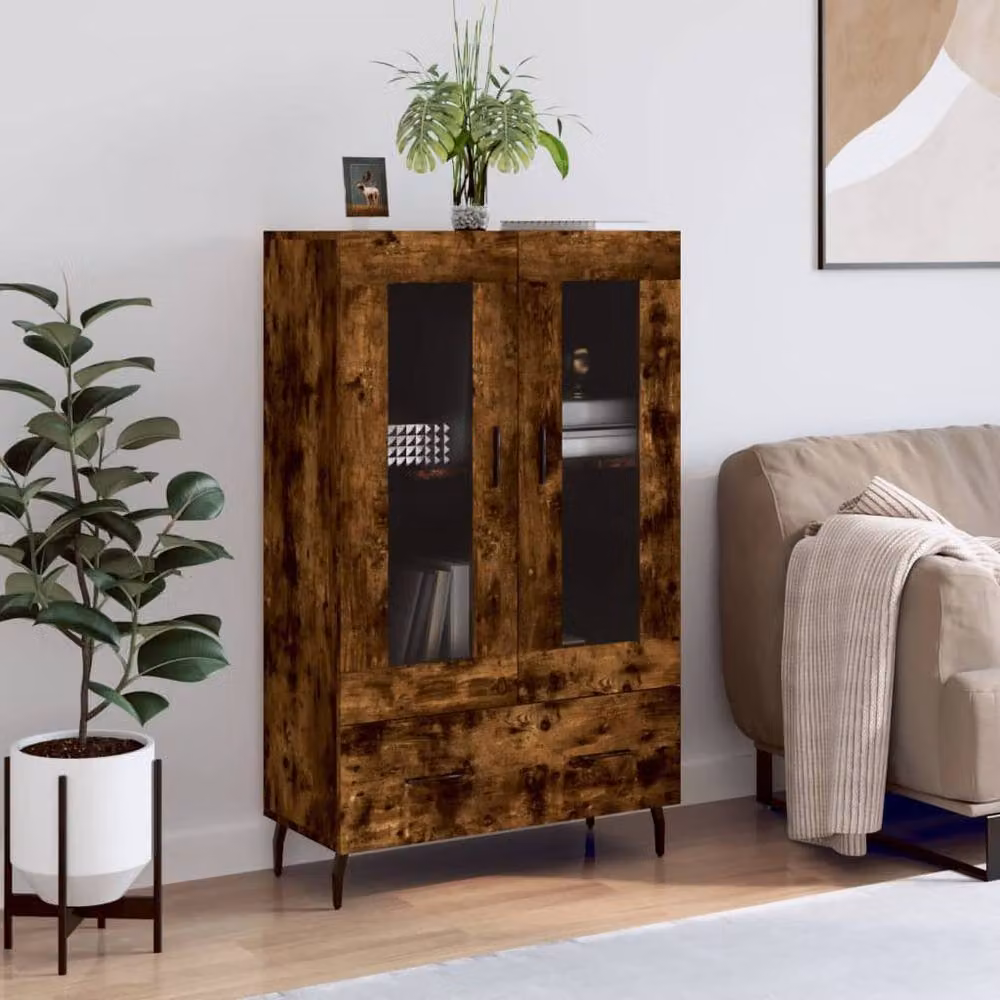 Berkfield Home Smoked Oak Highboard in Brown, W/D/H: 69.5 x 31 x 115 cm – 2