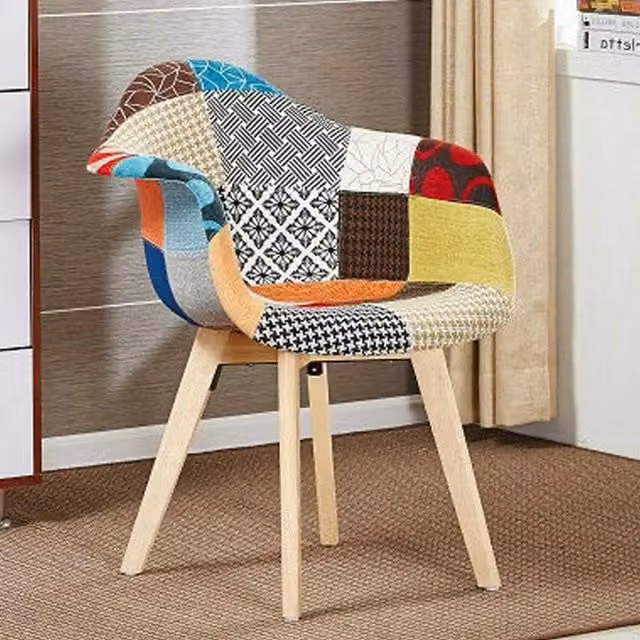 Life Interiors Multicoloured Abstract Patchwork Fabric Upholstered Tub Dining Chair