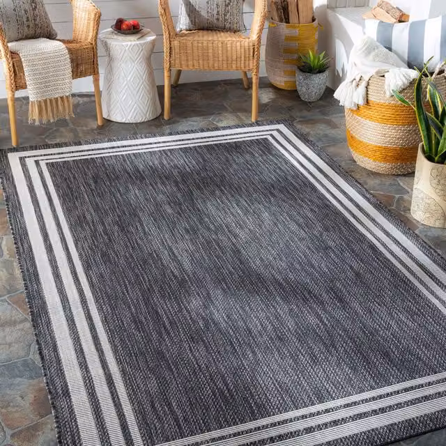 Livabliss Aegean Vintage In- & Outdoor Rug in Dark Grey, Beige and Black, W: 200 cm, D: 275 cm – 1